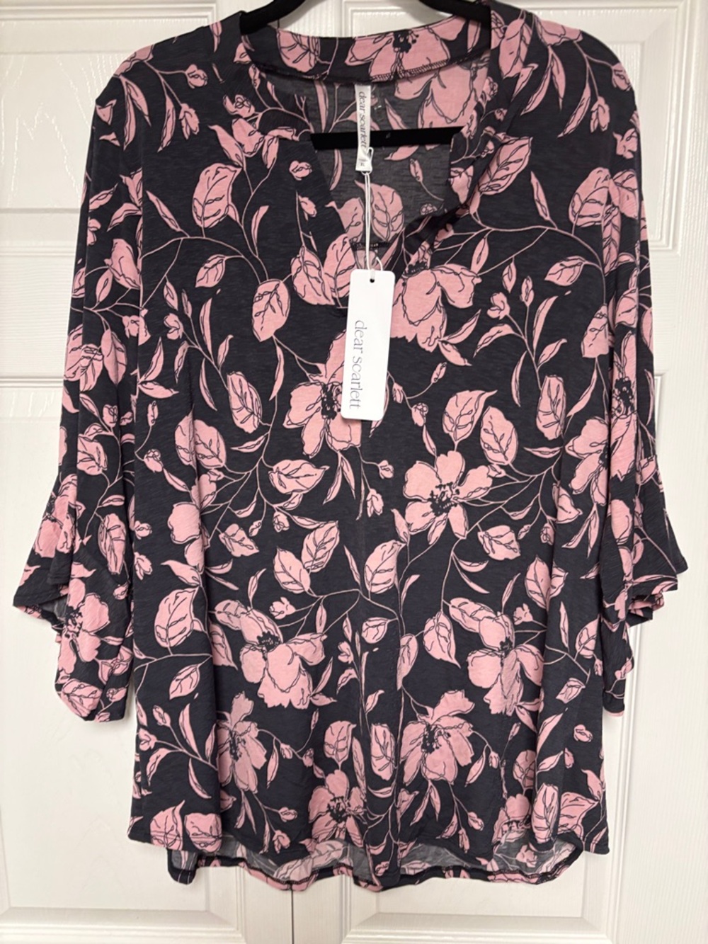 Dear Scarlett Navy Tunic with Pink Floral Print